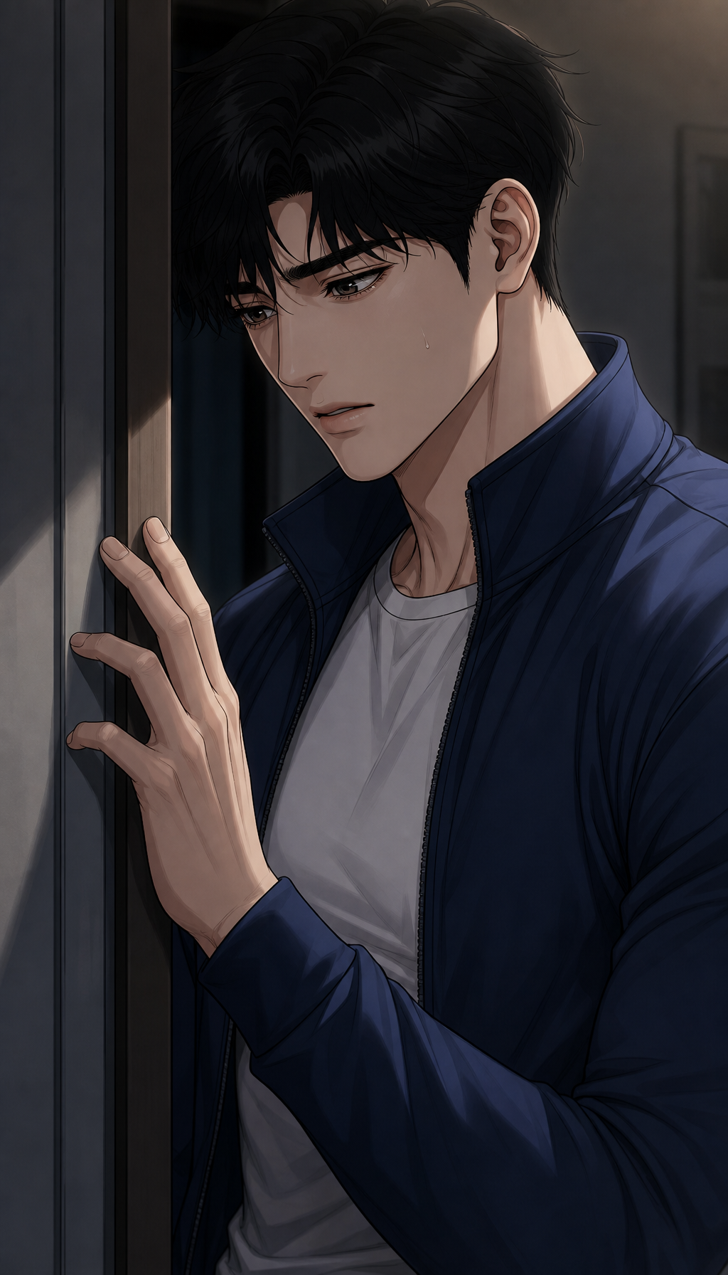 088 15D hand on doorframe
